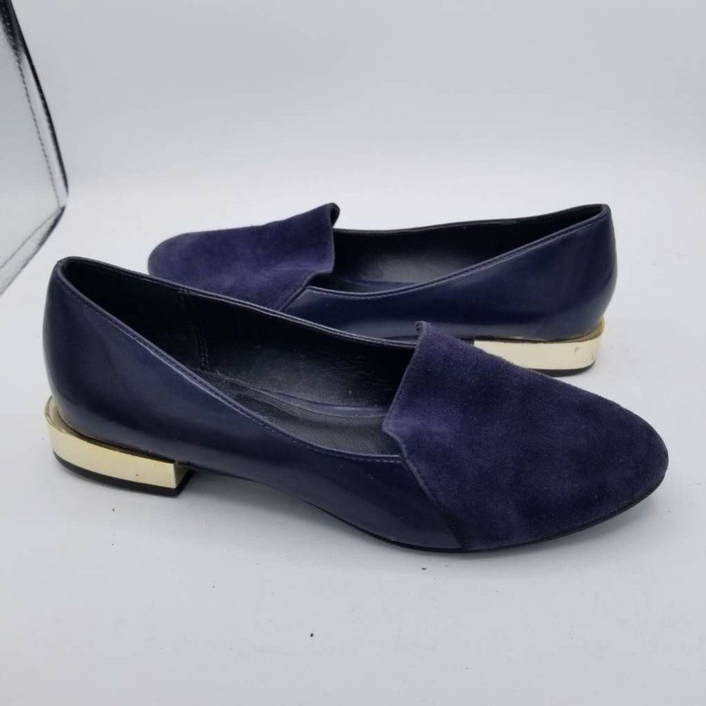Aldo Womens Abbatha Loafer Flat Shoes Blue Leather Slip On Almond Toe 6 EUR 36